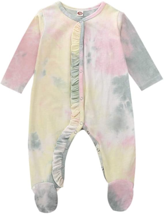 Amazon Co Jp ベビー服 レジス ロンパース 新生児服 長袖 前開き ボタン カバーオール 足つき 赤ちゃん 可愛い 無地 フリル タイダイ ジャンプスーツ 女の子 秋冬 肌着 パジャマ 寝間着 人気 幼児服 ボディスーツ 撮影 新年 出産お祝い 誕生日祝い プリント 服