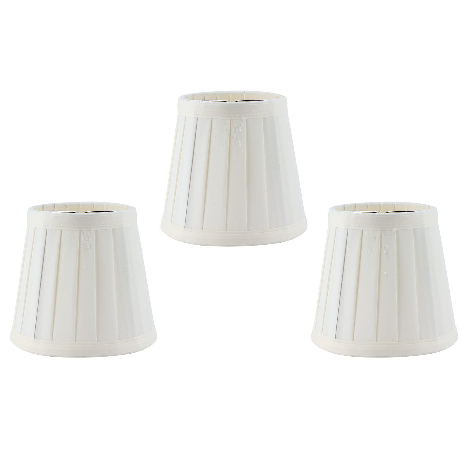 3PCS E14 Clip On Lamp Shade Ivory Pleated Lamp Shade Chandelier Fabric Lampshade Candelabra Bulb Lampshade Replacement