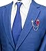 Knighthood Men's Red and Blue Rose with Gold Leaf and Crown with Hanging Cgain Lapel Pin/Brooch Multi
