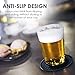 Enkore Drink Coasters Silicone Set of 6 (Dark Indigo) with Holder - Stay Put with No Slipping, Large Size Deep Condensation Trap - Friendly to All Table Types and Kid Safe