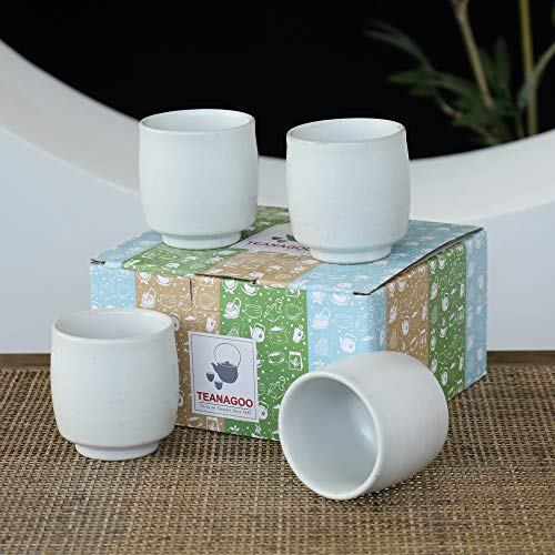 TEANAGOO TC07, Pottery China Tea Cup For W07, 5.8 oz, Ruware, White, 4 pcs/Box