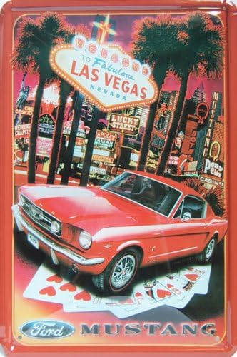 Ford Mustang Las Vegas Nevada, Metal Tin Sign, Tin Poster, Art Vintage Style Wall Ornament Coffee Decor, Size 8" X 12"