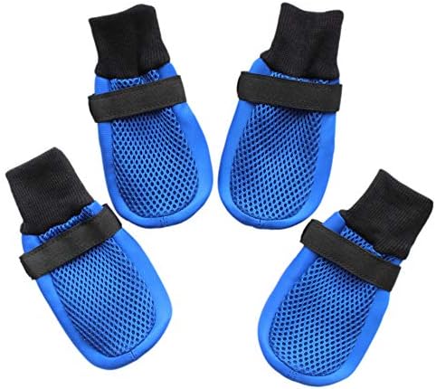 Dog Shoes Boots with Mesh Nonslip Rubber Soles to Protect Hardwood Floor and Prevent Scratching Licking