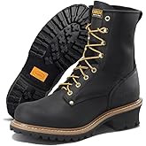 Carolina Elm 8" Unlined Logger Boots for Men, EH-Rated, Slip-Resistant | Electrical Hazard Protection, Slip Resistant Grip, Memory Foam Footbed, Unlined Breathability, Steel Shank Support