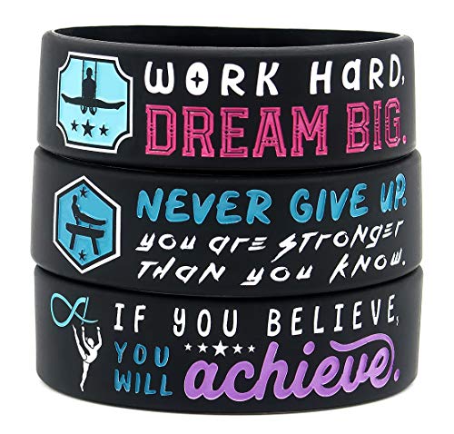 12-Pack-Gymnastics-Wristbands-with-Motivational-Quotes-Wholesale-Bulk-Gymnastics-Themed-Giveaway-Gifts-Party-Favors-Supplies-for-Boys-Girls-Men-Women