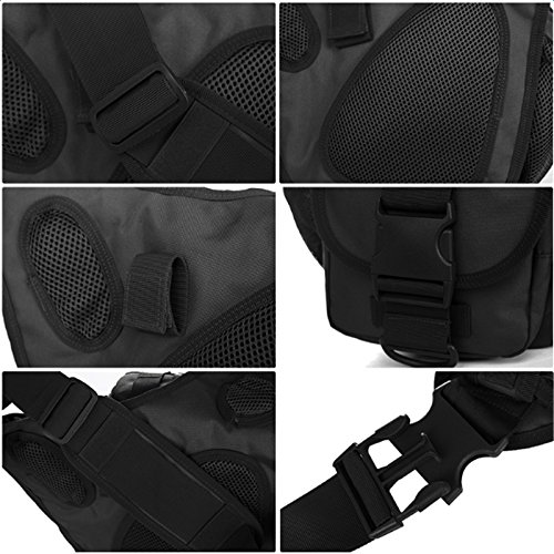 Multi-Functional Tactical Sling Camera Bag MOLLE Military Messenger Shoulder Bag Hiking Bag Luggage (Black)