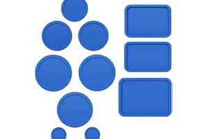 MRX SOLUTIONS Replacement Lids for Pyrex Glass Food Storage Containers Rectangular (1) 1-Cup (2) 2-Cup (2) 4-Cup (1) 7-Cup (2) 3-Cup (1) 6-Cup Round Rectangle (Blue)