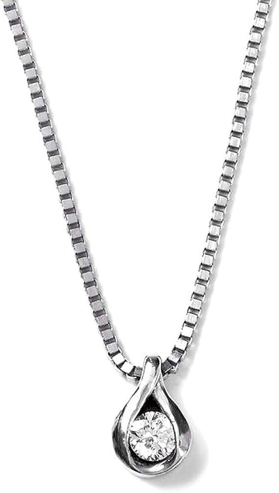 Diamond Lab Amazon限定ブランド ダイヤモンド ネックレス レディース 一粒 人気 0 07ct ティアドロップ ベネチアンチェーン ギフトボックスセット