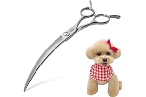 FOGOSP Professional 45°Curved Grooming Scissors for Dogs 7.5 in Big Arc Curved Shears for Professional Groomer Japan VG10 High-carbon Steel Right Hand Matte