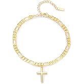 CRWENG Cross Bracelet for Women 925 Sterling Silver 14K Gold Plated Cross Christian Bracelet Adjustable Size Faith Jewelry Gift for Women