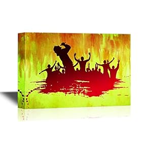 Concert Crowd Canvas Wall Art - Concert and Singer Concept Art - Gallery Wrap Modern Home Art | Ready to Hang - 12x18 inches