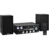 Magnavox MM451 3-Piece Tray Loading CD Shelf System with Digital PLL FM Stereo Radio, Bluetooth Wireless Technology, and Remote Control in Black | LCD Display | AUX Port Compatible |