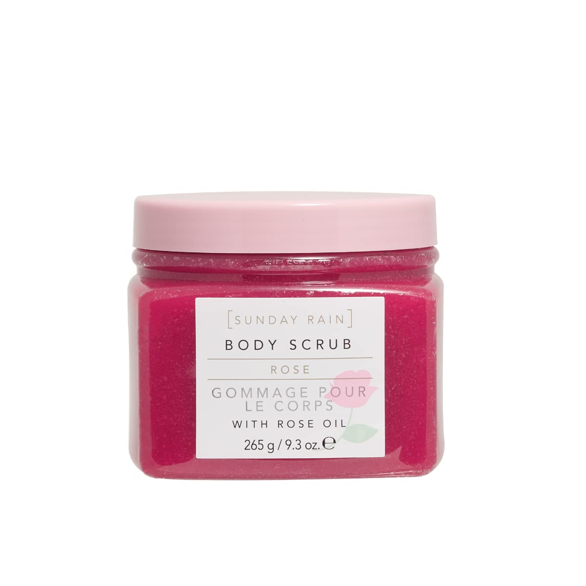 Sunday Rain Polishing Body Scrub for Dry Skin, Infused with Soothing Rose Oil, Fresh Rose Petal Scent, Vegan and Cruelty-Free, 265g