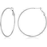 Stainless Steel Hoop Earrings,316L Steel Hoop Earrings for Women Size from Size 20mm to 60mm