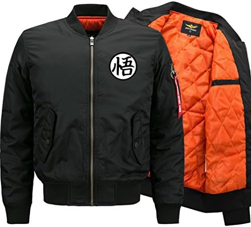 Mens Classic Fashion Wu Dragon Ball Pattern Autumn Winter Thick Warm Waterproof Blouson Military Bomber Flight Print Jackets Quilted Outdoor Parka Coat