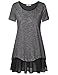 Timeson Tunic Shirt, Women's Short Sleeve Round Neck Legging Tops Flowy Chiffon Hem Mid-Length Tshirt Dresses Dark Grey X-Large
