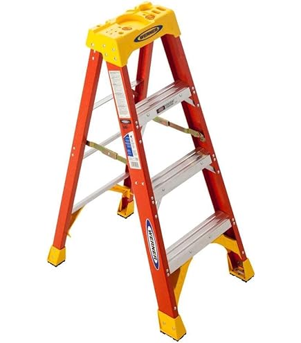 Werner Stepladder,Fiberglass,8 ft. H,375 lb Cap (6308