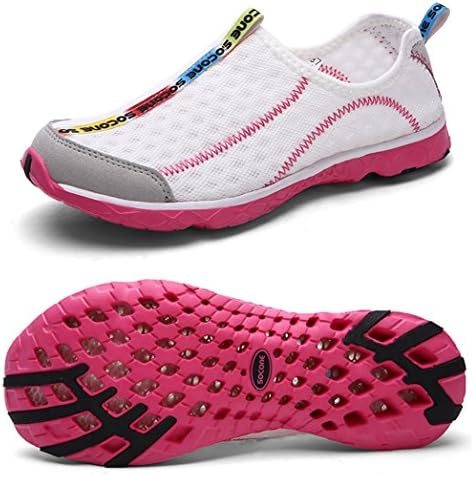 Yotani Mens / Womens Lightweight Soft Mesh Draining Holes Slip-On Beach Walking Pool Swimming Water Shoes Pink Size 6.5 US Women