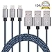 Cablex 3Pack 10FT Ultra Long Nylon Braided iPhone Charging Cable USB Cord Charger Compatible with iPhone 7/ 7Plus/ SE/ 6s/ 6 /6 Plus/ 6s Plus/ 5s/ 5c/ 5/ iPad Air/ Mini/ iPod Nano/ Touch (Blue)