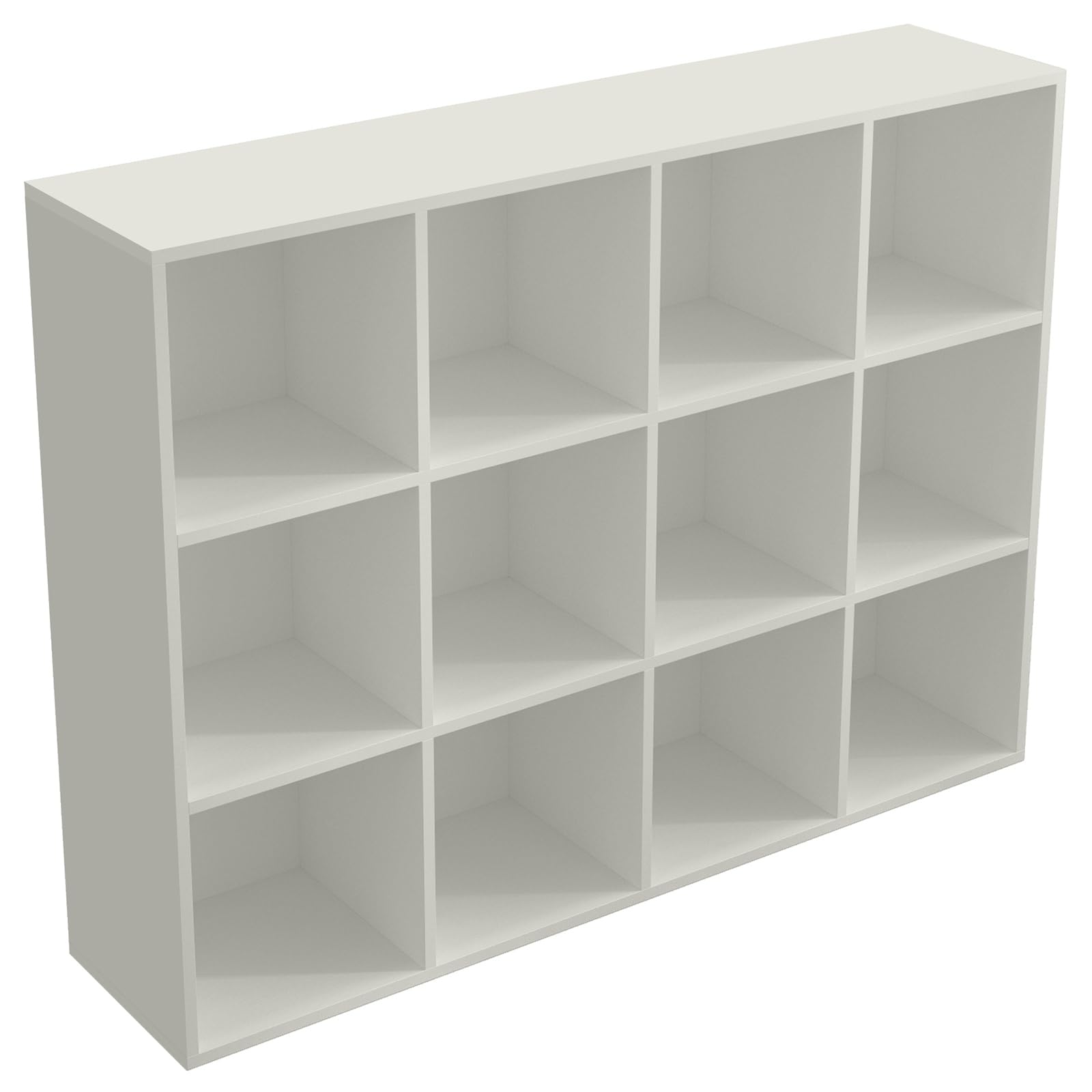 Photo 1 of OSCHF 12-Cube Storage Shelf Bookcase - Wooden 3-Tier Floor Standing Open Bookshelf for Home and Office, Display Cabinet, Warm White
