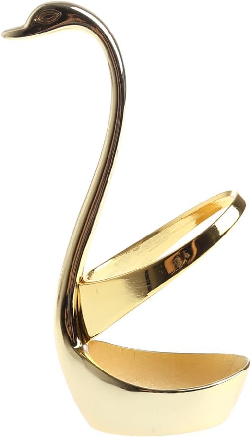 HighflyGao Spoon Holder Fork holder Swan Spoon And Fork Organizer Stainless Steel Table Tableware set for Coffee Spoons Fruit Forks Cutlery Decor(Gold)