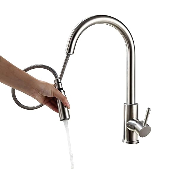 Tan Berührungsempfindliche Pull-Down-Küchenspülbecken Wasserhahn mit Ausziehsprayer Edelstahl gebürstete Oberfläche hohen Lic