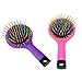 Pack of 2 Rainbow Volumizing Hair Straightening Brushes Detangling Hair Brushes Hair Curl Straight Magic Combs with Mirror (Pink & Purple)