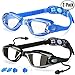 Swim Goggles, Pack of 2, Swimming Goggles for Adult Men Women Youth Kids Child, Triathlon Equipment, with Mirrored & Clear Anti-Fog, Waterproof, UV 400 Protection Lenses, Made by COOLOO