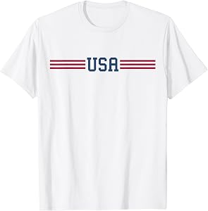 USA Women Men Patriotic American White 4th of July T-Shirt