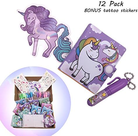Unicorn Party Supplies Favors 12 Notepads 12 Pens 24 Stickers BONUS Tattoo for Girls Boys Kids Teens