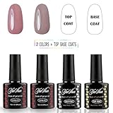 Yaoshun 2PCS Colors Gel Nail Polish + Top Coat + Base Coat Soak Off Nail Kits UV LED Manicure 10ml #02