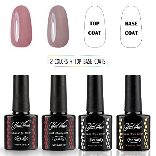 Yaoshun 2PCS Colors Gel Nail Polish + Top Coat + Base Coat Soak Off Nail Kits UV LED Manicure 10ml #02 Yaoshun 2PCS Colors Gel Nail Polish + Top Coat + Base Coat Soak Off Nail Kits UV LED Manicure 10ml #02