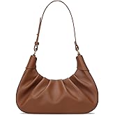 KKXIU Shoulder Bag Crescent Handbag Ruched Purse Underarm Bag Mini Hobo for Women,Detachable Gold Chain Crossbody Bag