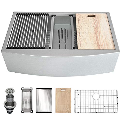 GhomeG 36 Farmhouse Sink Stainless Steel,Apron Front Farm Kitchen Sink