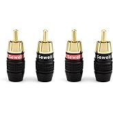 Sewell Deadbolt RCA Plugs, 2 Pairs, Fast-Lock Technology, 24k Gold Plated Speaker Plugs, Premium Solderless SW-32888-2