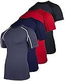 4 Pack: Mens Short Sleeve Shirts Compression Base