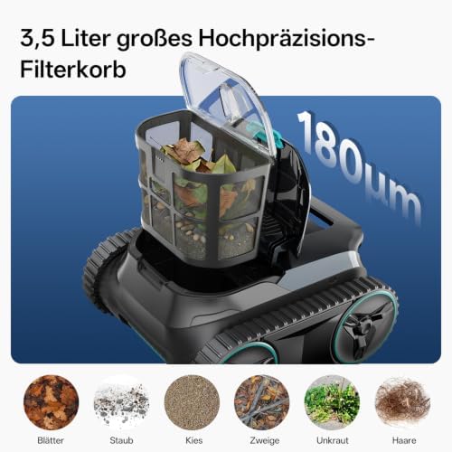 (2026 Neu) P30 Poolroboter Wand und Boden, Wasserlinienreinigung, 180μm Ultrafeinfilterkorb, 180 Min Laufzeit, App-Steuerung & OTA-Updates Poolroboter Akku für Verschiedene Pooltypen