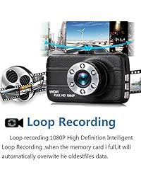 Dash Cam, Dashboard Camera, Frehoy Full HD 1080, 3.0 "Screen DVR Car Dashboard Camera Recorder con 170 ?? Gran angular, Visión nocturna, G Sensor, WDR, grabación en bucle, detección de movimiento, (Negro ¡