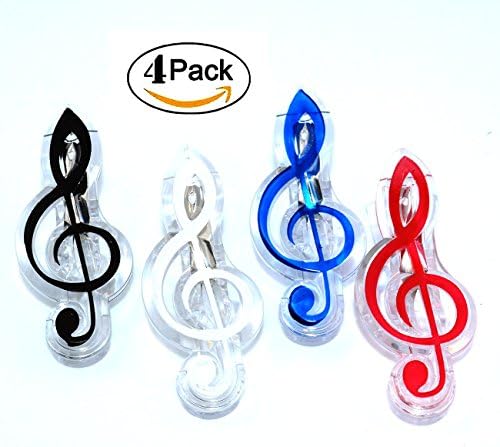 OPOCC Plastic Music Stand Sheet Book Page Clip Holder,High notes, Eight notes , note little seeding transparent clip (High Notes pack of 4)
