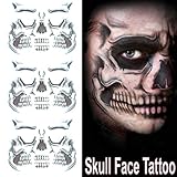 COKOHAPPY Day of the Dead Sugar Skull Black Skeleton Temporary Face Tattoo Kit - Pack of 3 Kits