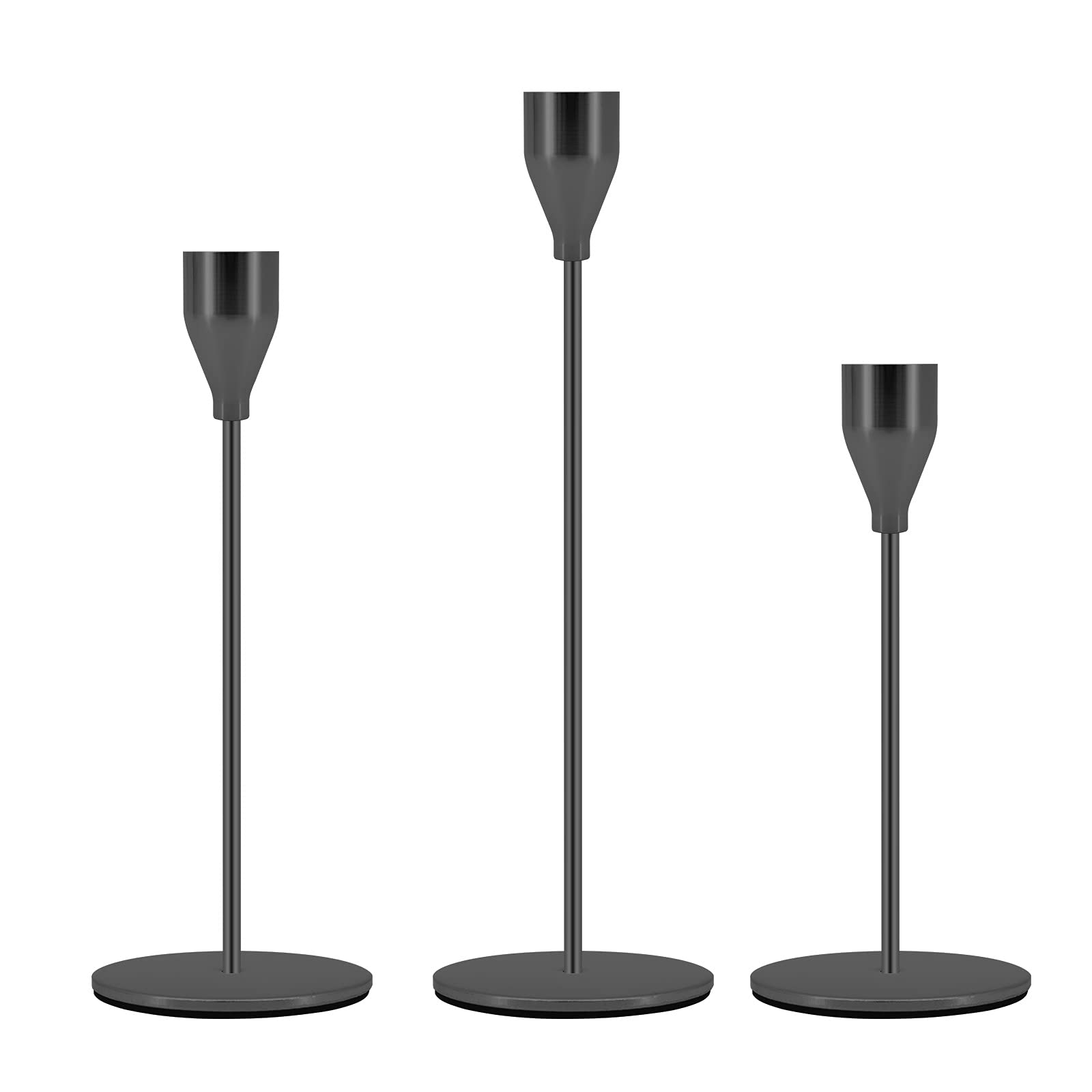 Candle Holders Set of 3, Candlestick Holder for Taper Candles, Taper Candle Holder for Wedding, Party, Dinning (Matte Black)