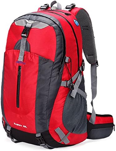 GDSZ 40L Lightweight Hiking Backpack Foldable Waterproof Backpac Casual Camping Trekking Rucksack For Cycling Mountaineer Outdoor Sport Men Women With Rain Cover,Red