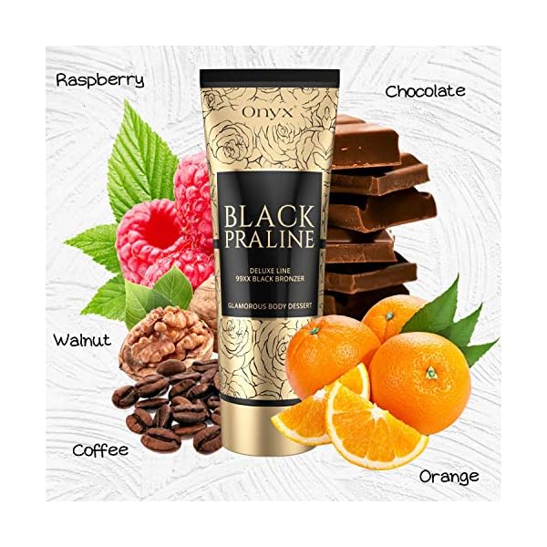 Onyx-Black-Praline-Dark-Sunbed-Lotion-Advanced-Tanners-Immediate-Effects-Powerful-Skin-Conditioning-Formula Onyx Black Praline Dark Tanning Cream for Sunbeds - Black Bronzer - Immediate Chocolate Tan
