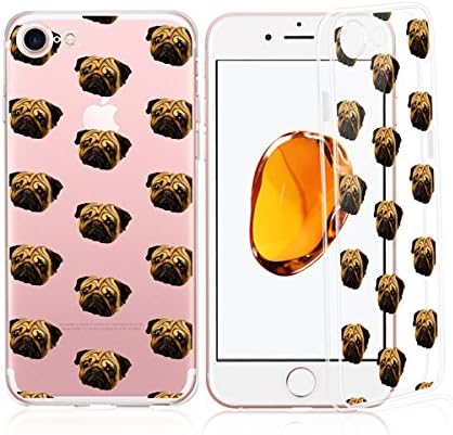 iPhone 8 / 7 Compatible, Colorful Rubber Flexible Silicone Case Bumper for Apple Clear Cover - Dog Puppy Lover (Bull Dog Face Overload)