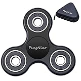 Tri-Spinner Fidget Toy 3D Printing Ceramic with Premium Quality EDC Focus Toy for Kids & Adults (Black)