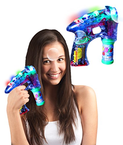 Rhode Island Novelty Light-Up LED Transparent Bubble Gun (Colors May Vary)