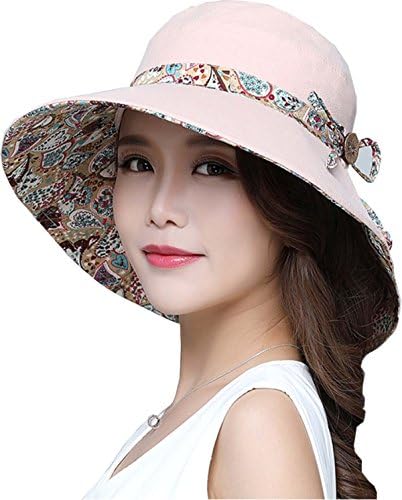 Ls Lady Womens Summer Flap Cover Reversible Cap Anti-UV UPF 50+ Sun Shade Foldable Wide BrimHat (One Size, Pink)