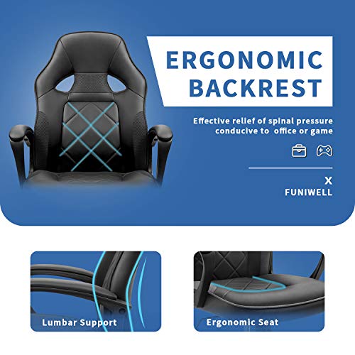 Furniwell Leather Gaming Chair Office Desk Chair, Racing Style Video Game Chair High Back Executive Computer Chair with… - Image 3