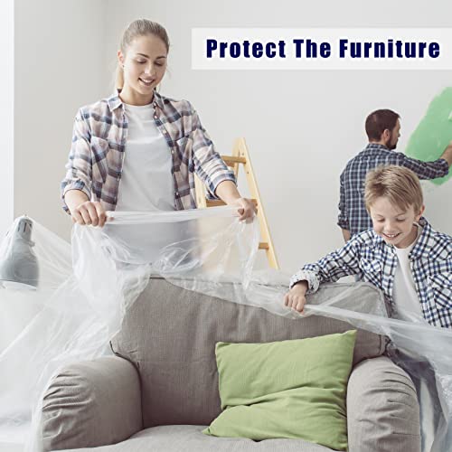 Coyacool Clear Plastic Sheeting Drop Cloths for Painting,10 Pack 9x12ft