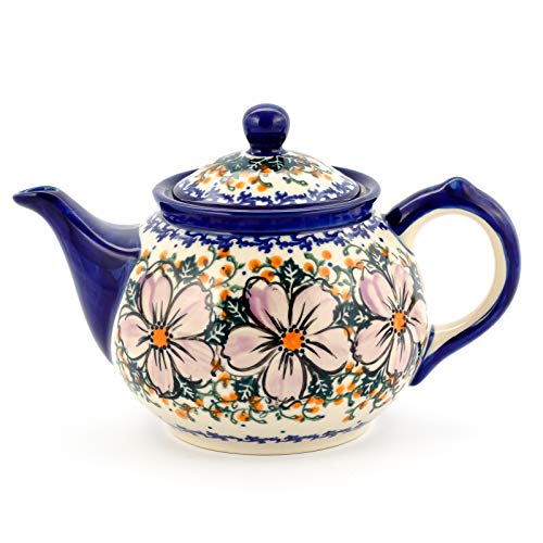Polish Pottery, Handpainted and Handcrafted Ceramic Teapot 1.0L